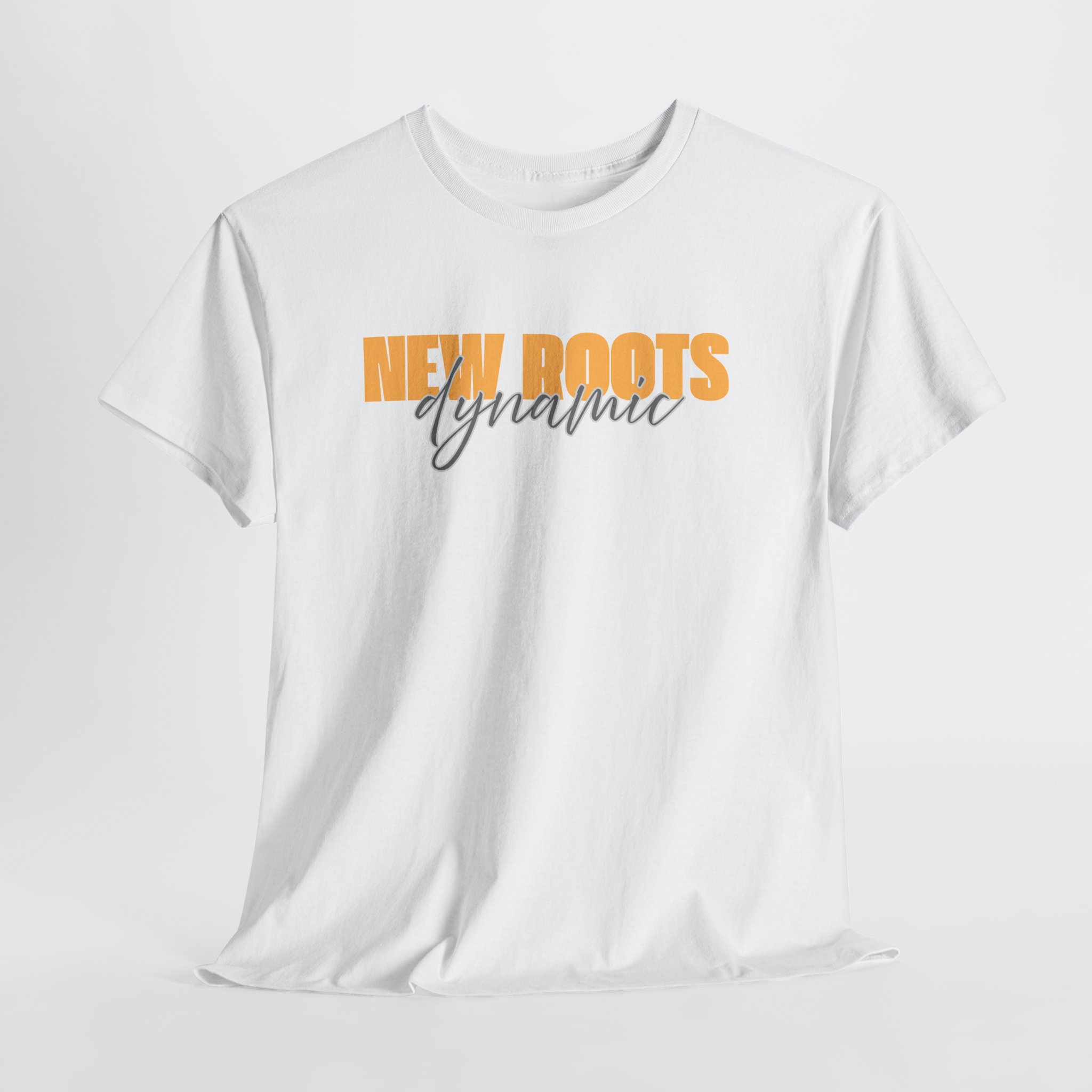 New Roots Dynamic Precious Metals Tee | Typographic Script Logo, Minimal Retro Text Shirt - Image 3