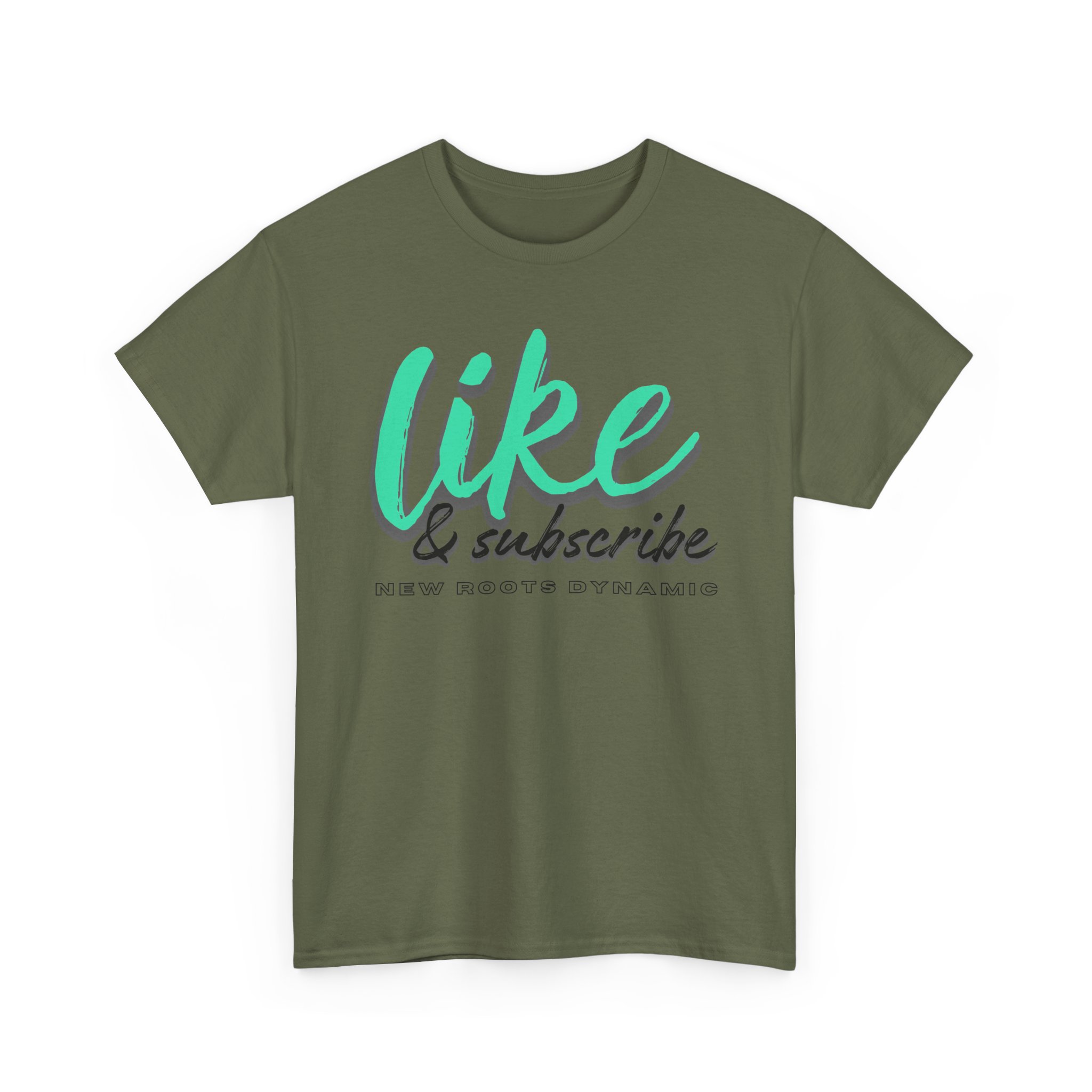 New Roots Dynamic Like & Subscribe Tee | YouTuber Social Media Shirt - Image 8