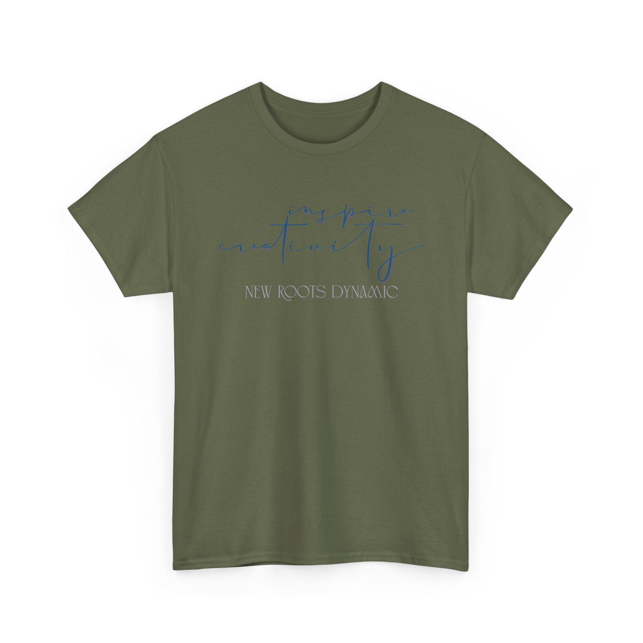 New Roots Dynamic Inspire Creativity T-Shirt | minimalist calligraphy top, creative serenity tee - Image 8