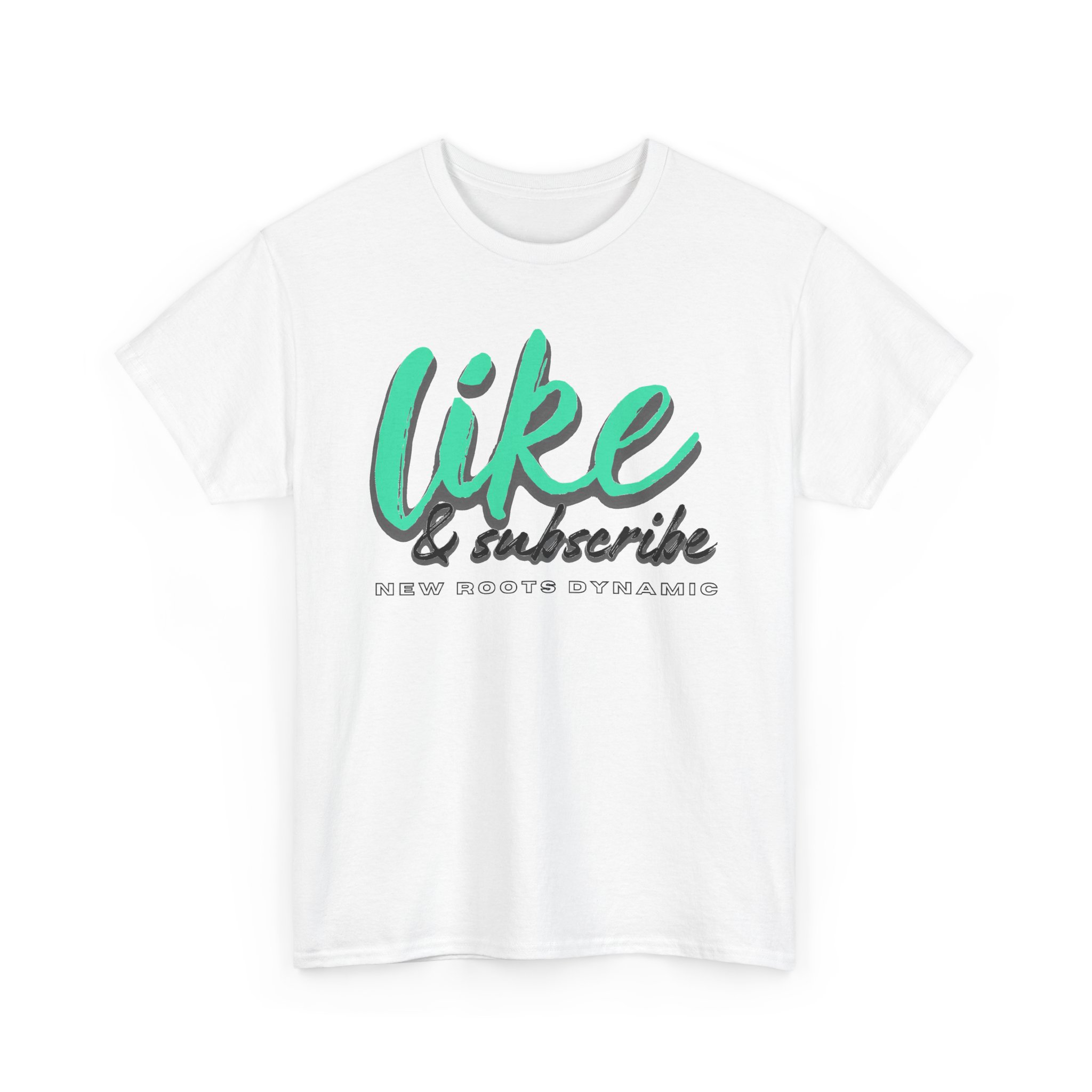 New Roots Dynamic Like & Subscribe Tee | YouTuber Social Media Shirt - Image 5