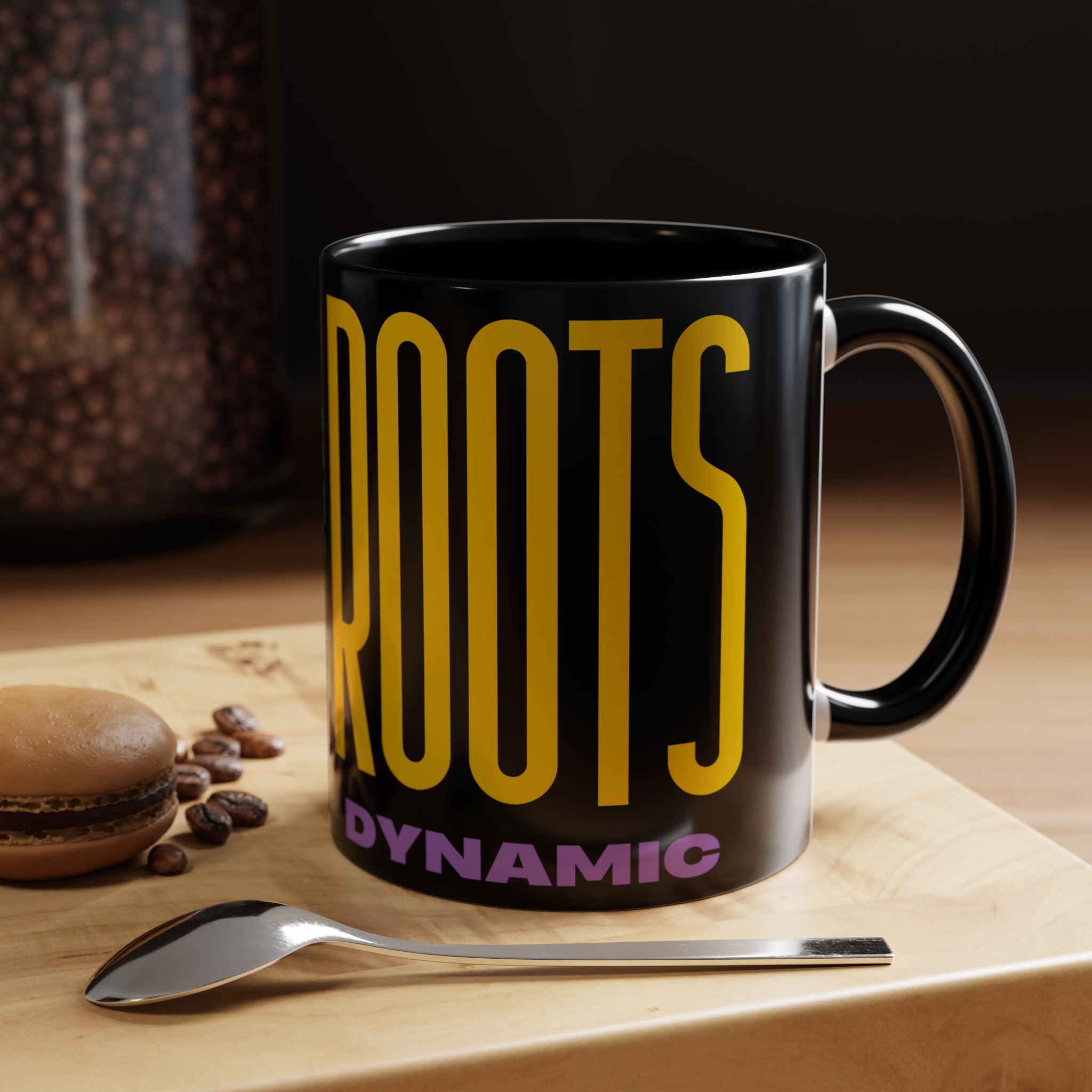 New Roots Dynamic Mug | Bold Retro Typography, Black Accent Coffee Mug - Image 5