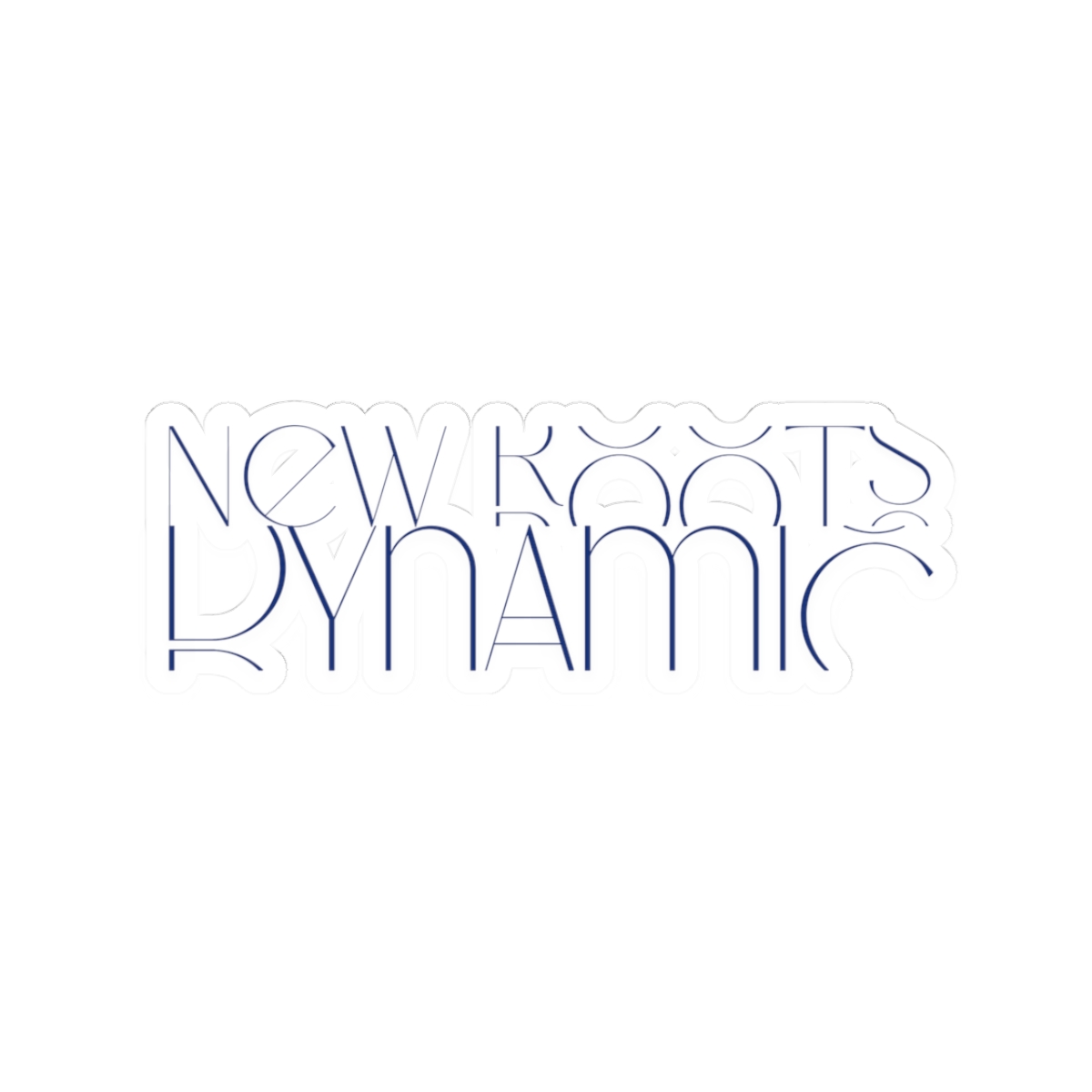 New Roots Dynamic Stacked Design 3" Sticker | Modern typographic logo kiss-cut sticker