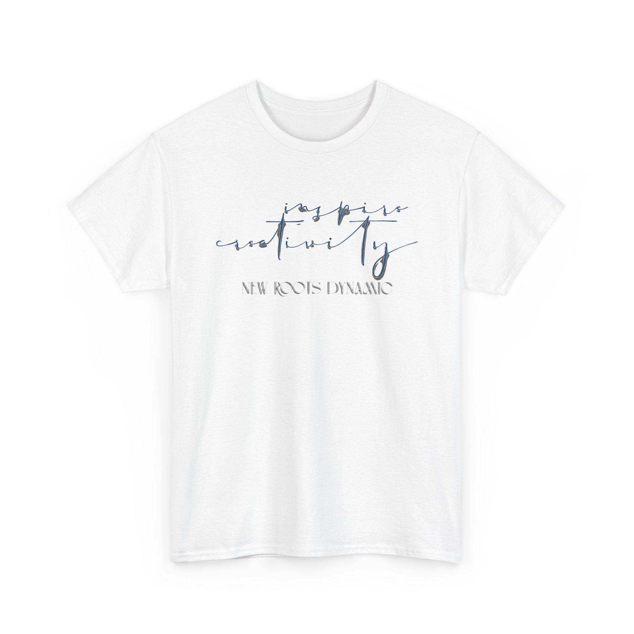 New Roots Dynamic Inspire Creativity T-Shirt | minimalist calligraphy top, creative serenity tee - Image 5