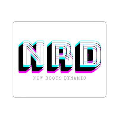 NRD Retro 3D Text Kiss-Cut Sticker | New Roots Dynamic laptop decal