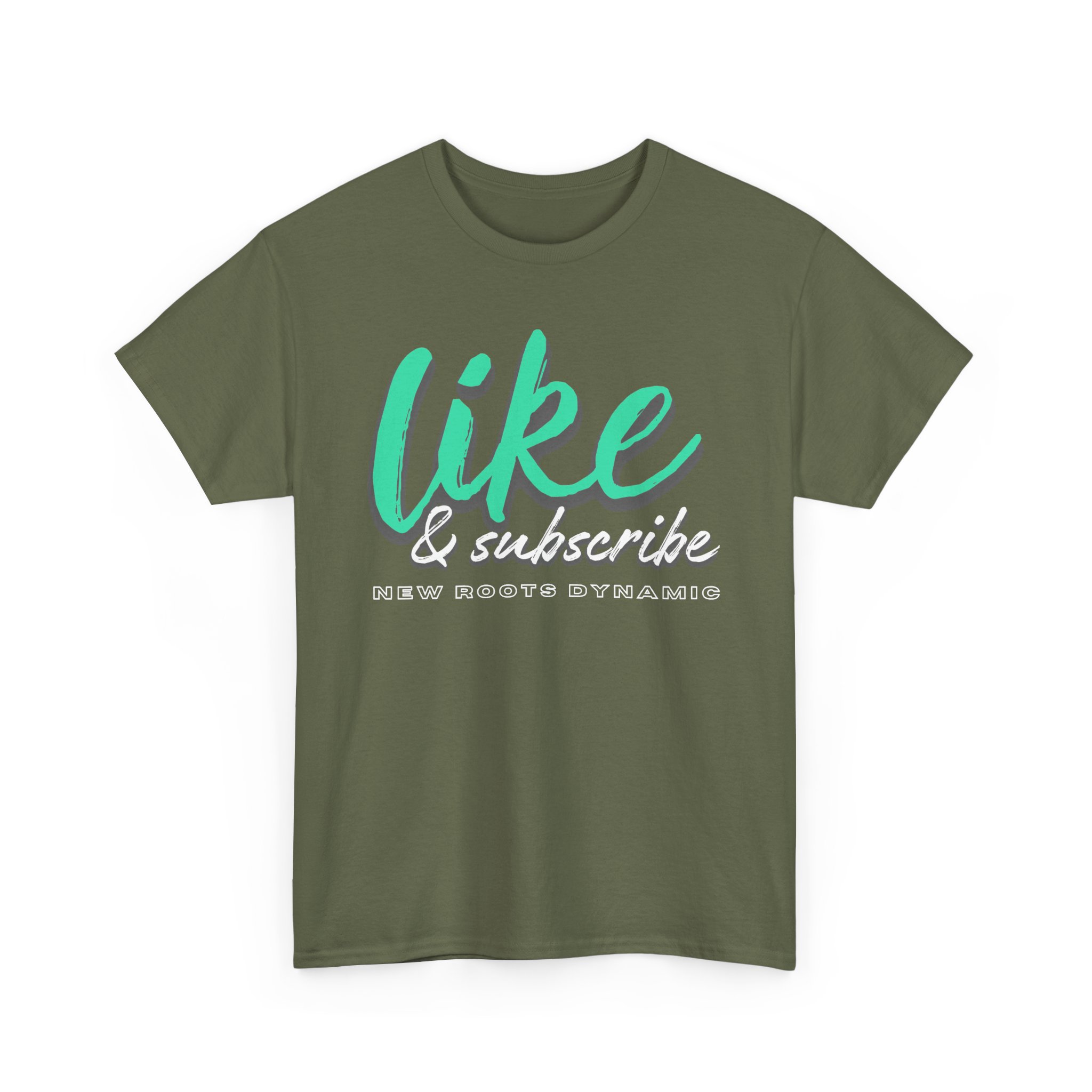 New Roots Dynamic Like & Subscribe Tee | Social Media Typography Shirt, YouTuber Merch - Image 8