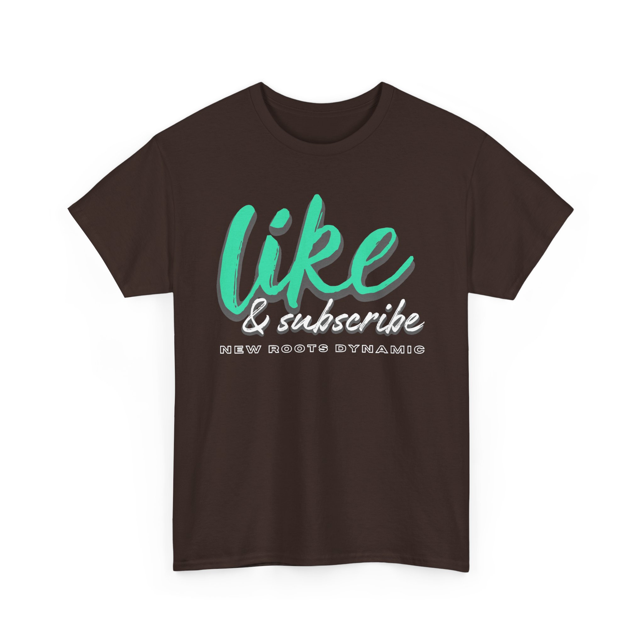New Roots Dynamic Like & Subscribe Tee | Social Media Typography Shirt, YouTuber Merch - Image 7