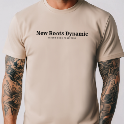 New Roots Dynamic Western Tee | Minimal Logo Shirt, Small Center Chest Text