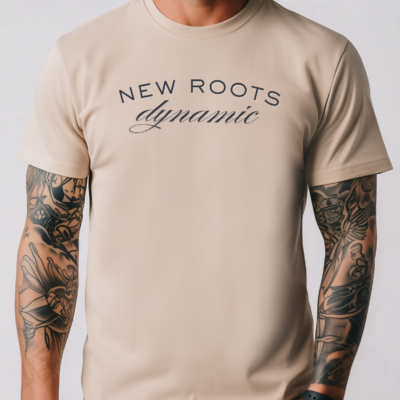 New Roots Dynamic Arch T-Shirt | Minimal Script Logo Tee