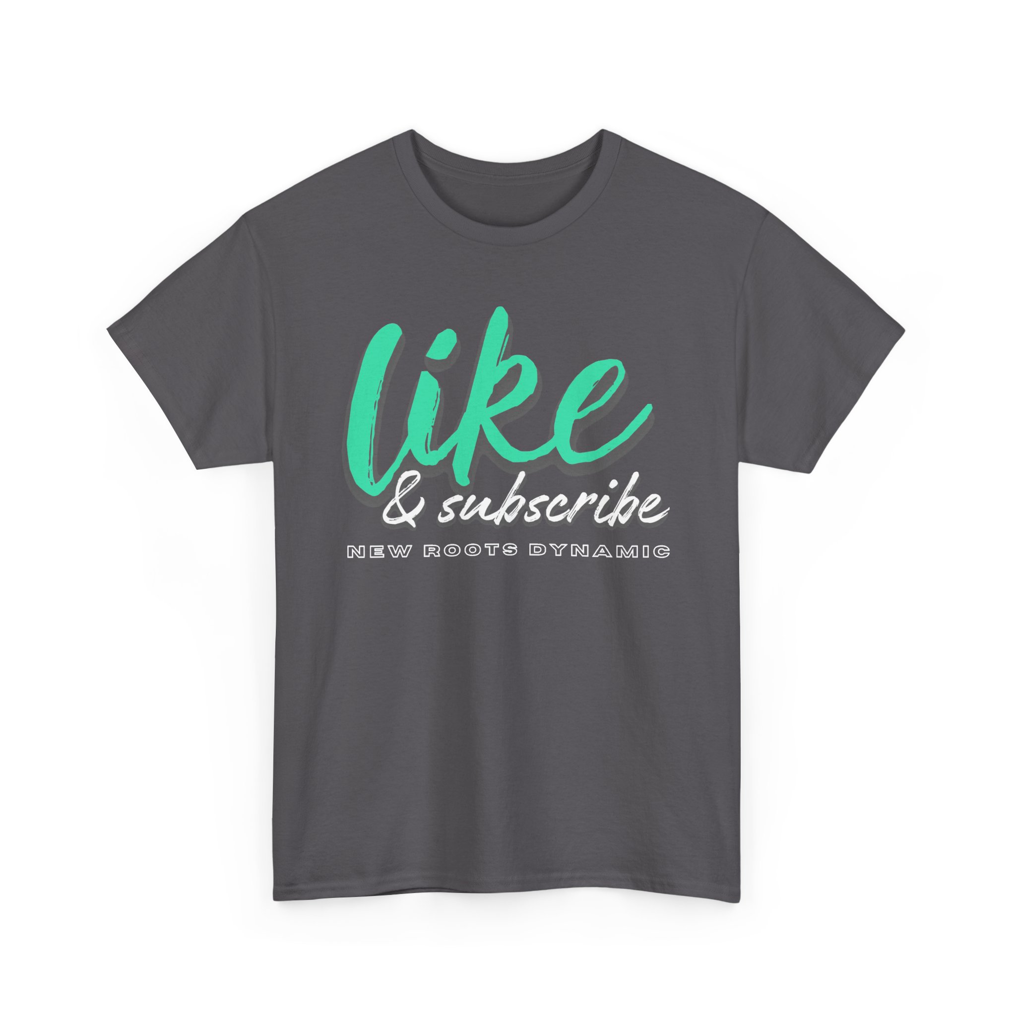 New Roots Dynamic Like & Subscribe Tee | Social Media Typography Shirt, YouTuber Merch - Image 9