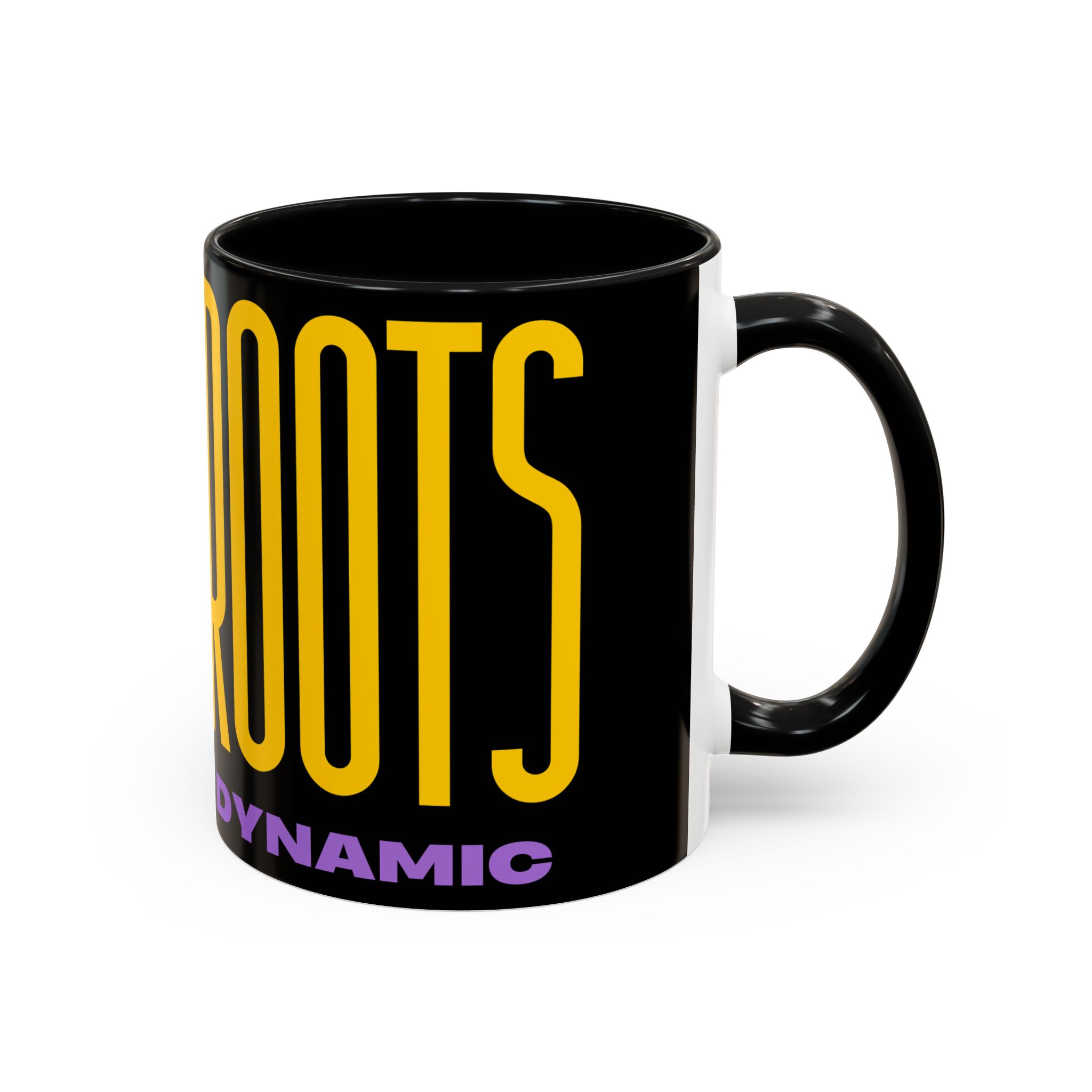 New Roots Dynamic Mug | Bold Retro Typography, Black Accent Coffee Mug - Image 2