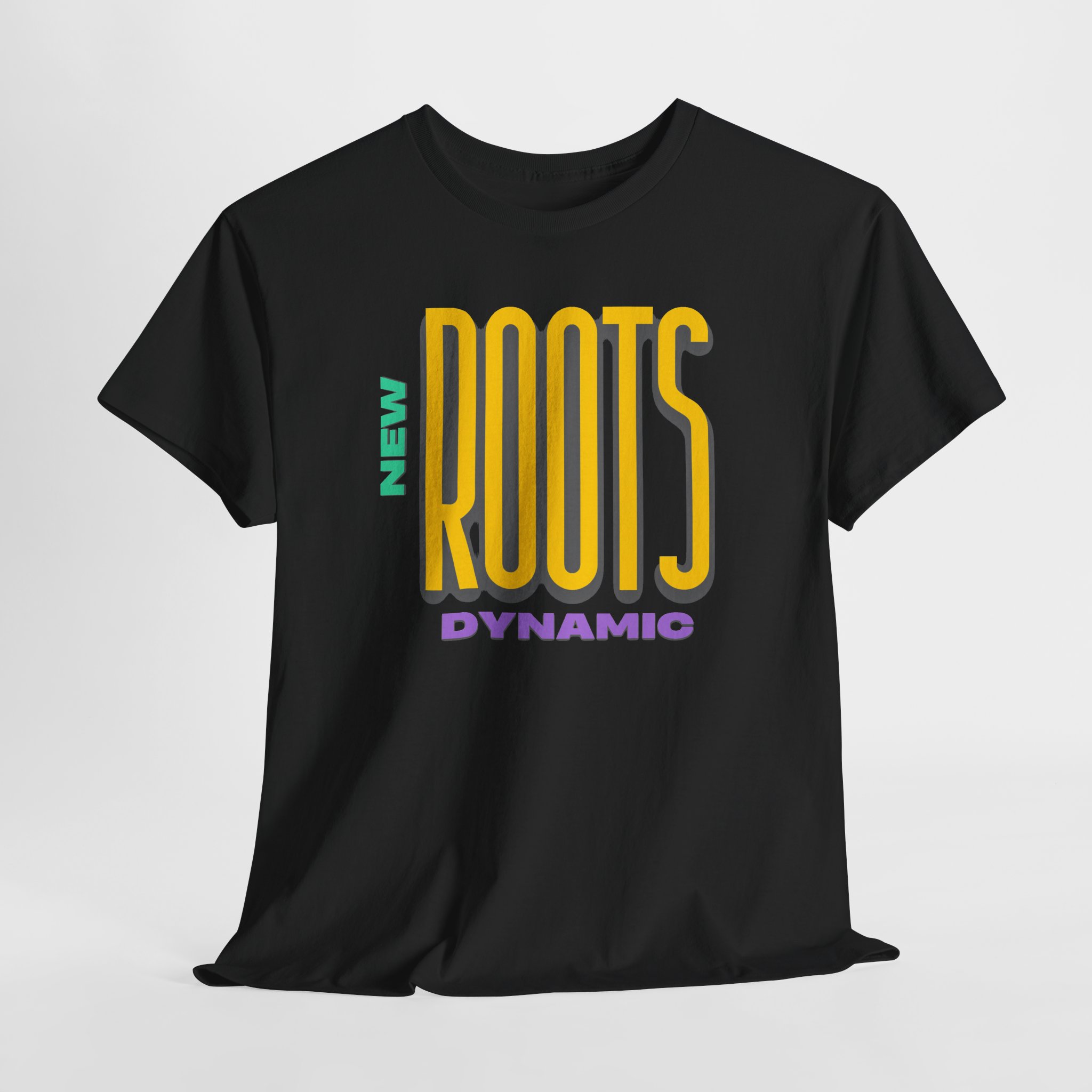 New Roots Dynamic T-Shirt | Retro Bold Typography, Colorblock Logo - Image 2