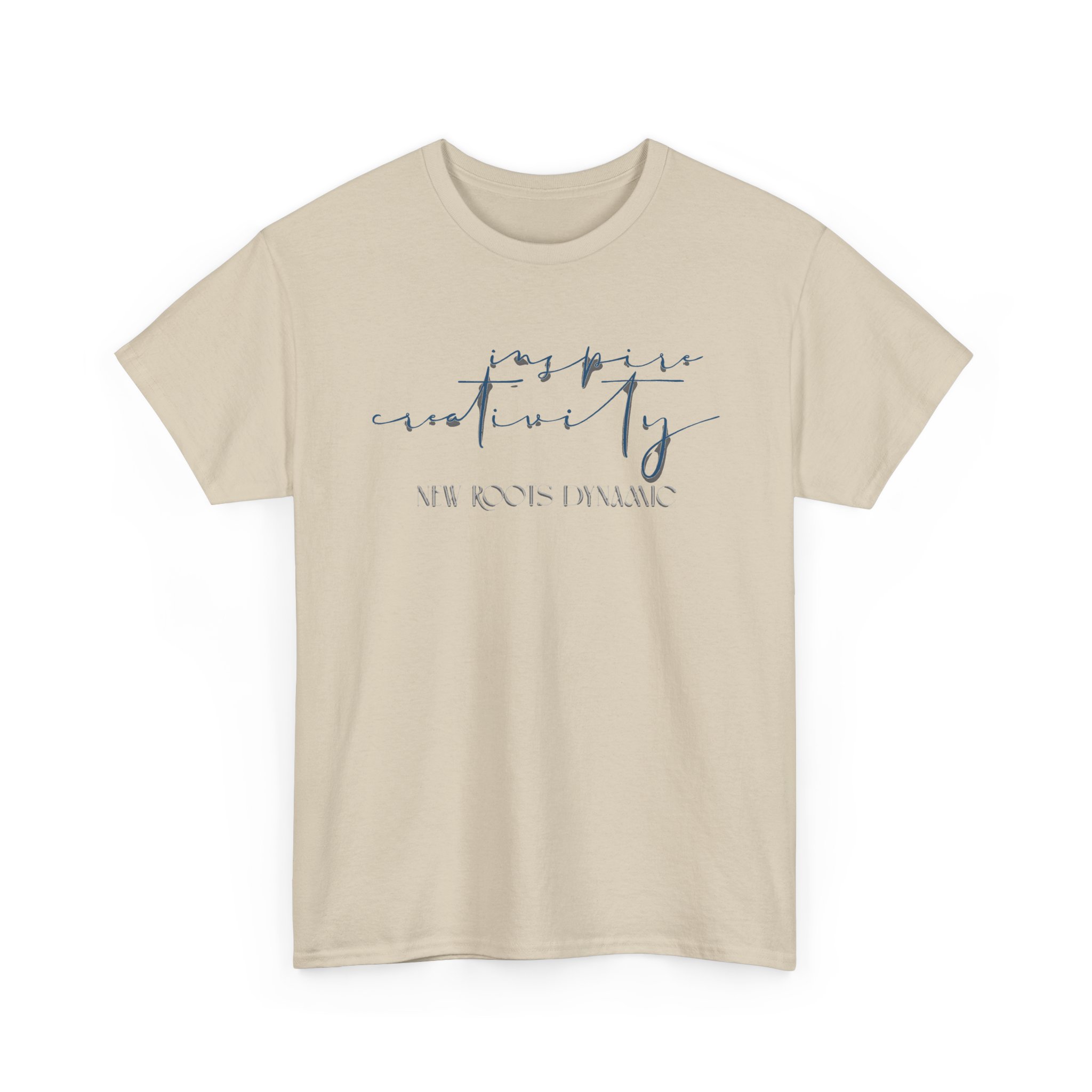 New Roots Dynamic Inspire Creativity T-Shirt | minimalist calligraphy top, creative serenity tee - Image 7