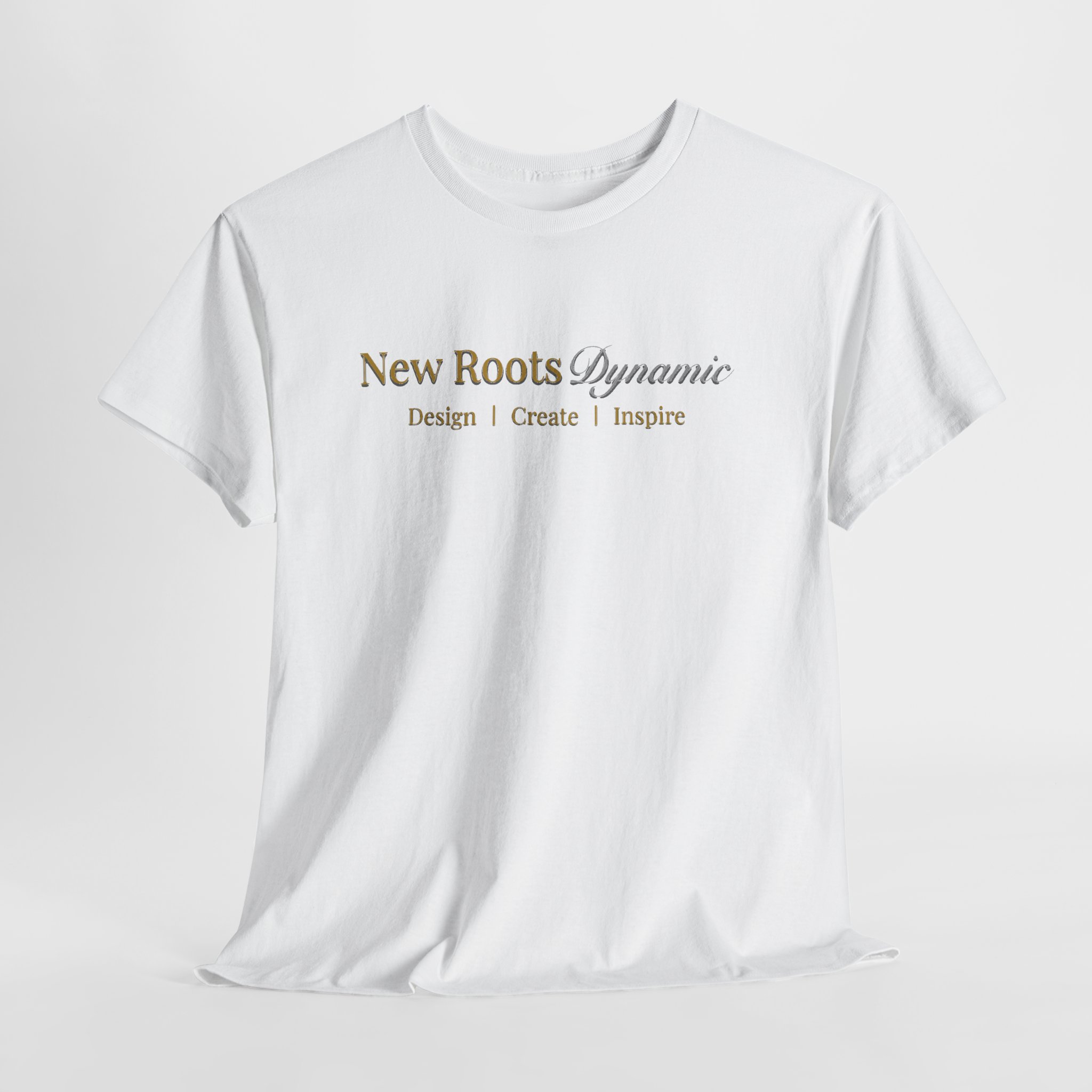 New Roots Dynamic Design Create Inspire Tee | minimalist typography text design - Image 3