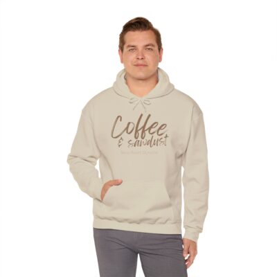 New Roots Dynamic Coffee & Sawdust Hoodie | Carpenter Woodworker Rustic Script