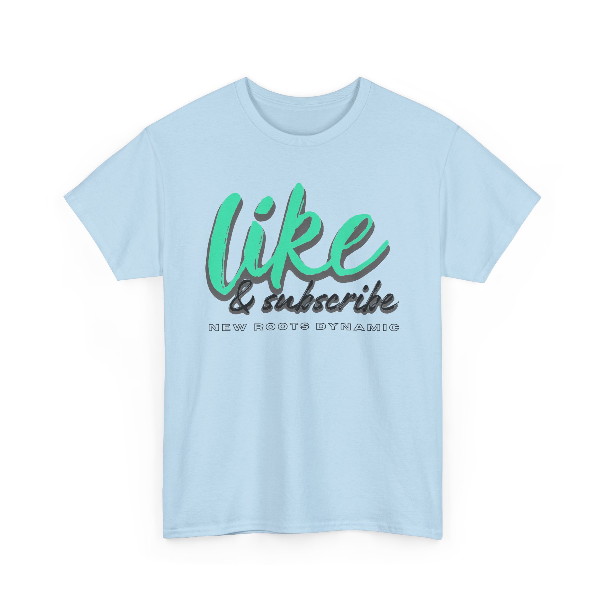New Roots Dynamic Like & Subscribe Tee | YouTuber Social Media Shirt - Image 9