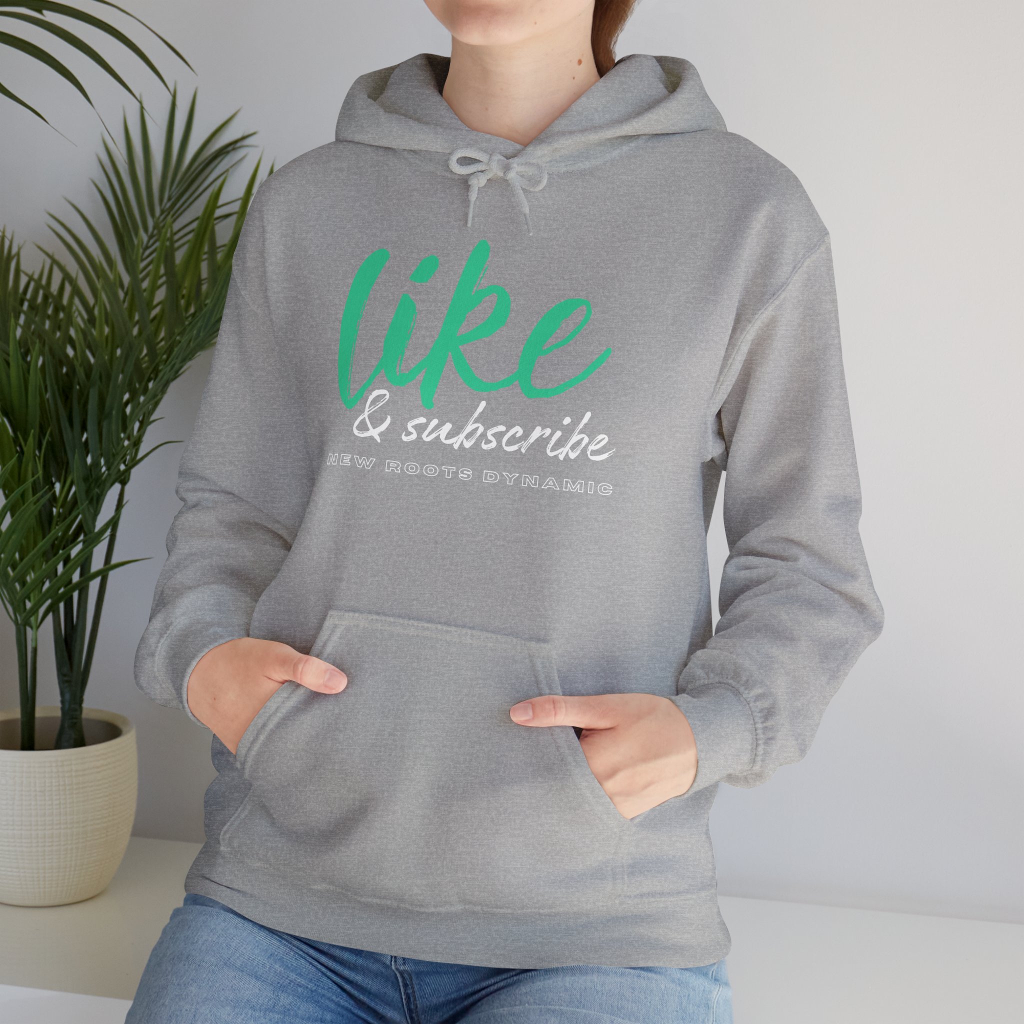 New Roots Dynamic Like & Subscribe Hoodie | Social Media YouTuber Sweatshirt - Image 5