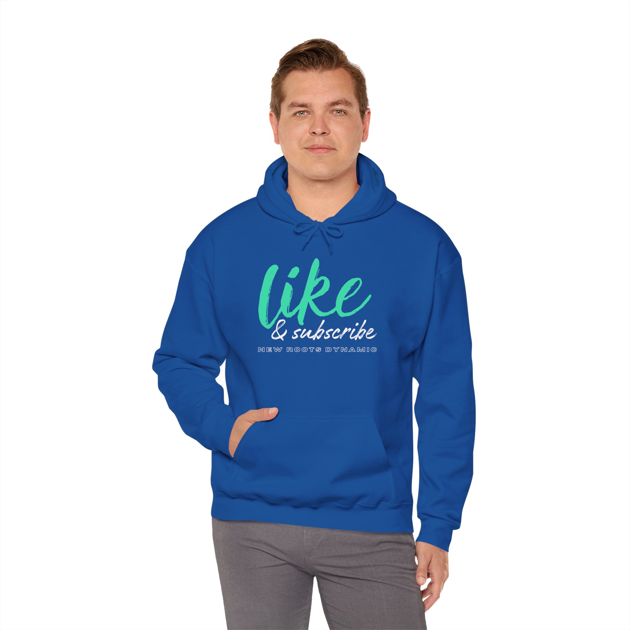 New Roots Dynamic Like & Subscribe Hoodie | Social Media YouTuber Sweatshirt - Image 7